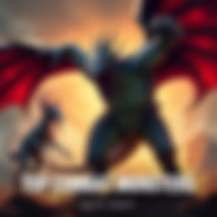 A fierce Magnamalo monster showcasing its combat skills while a clumsy birdwyvern struggles in the background.