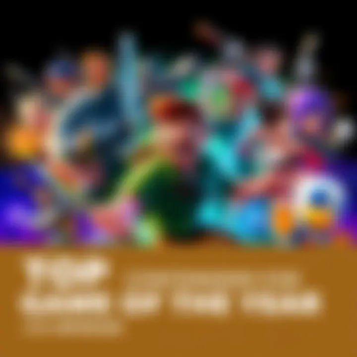 A collage of popular video game characters from the top contenders for Game Awards 2025, showcasing their excitement and energy.