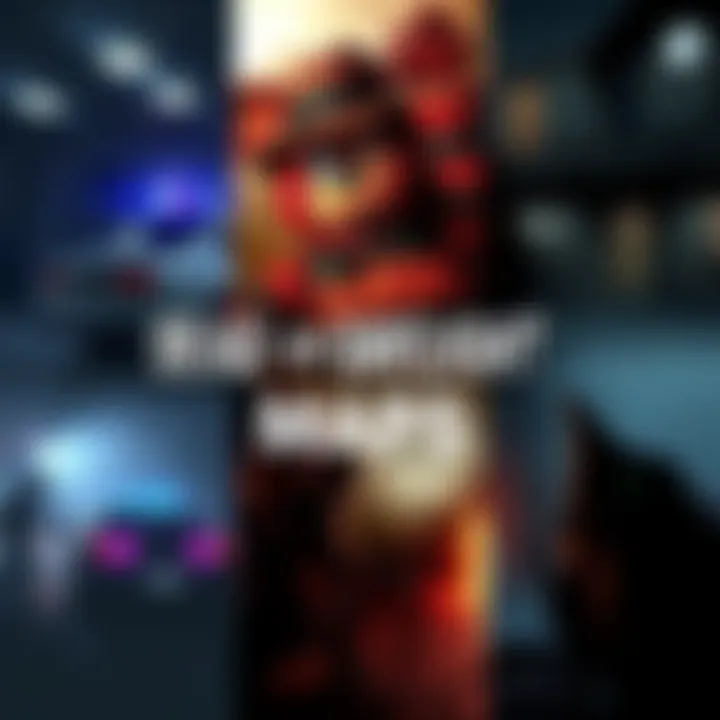 A collage of famous Dead by Daylight maps like Police Station, Freddy Fazbear's Pizza, and Silent Hill with gameplay elements shown