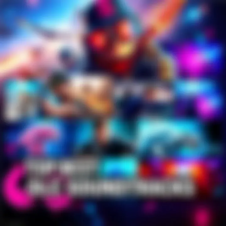 A collage of iconic video game DLC soundtracks featuring vibrant imagery of gaming scenes and musical notes