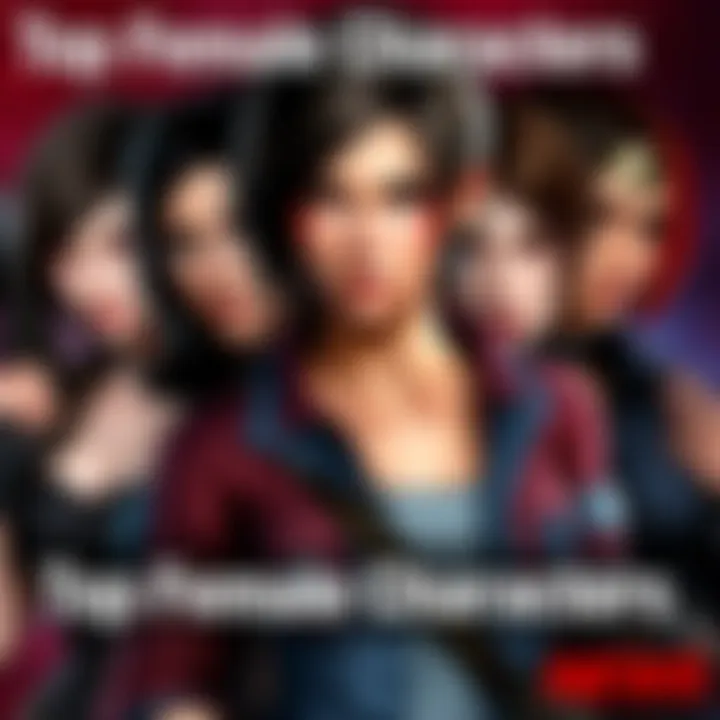 Collage of iconic female characters from Resident Evil, including Ashley Graham, Claire Redfield, Jill Valentine, and Ada Wong, showcasing their distinct looks and styles in the game.