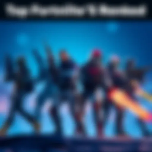 Top Fortnite Killers Ranked Illustration showing various characters from Fortnite with weapons, ready for battle, highlighting their skills and teamwork.