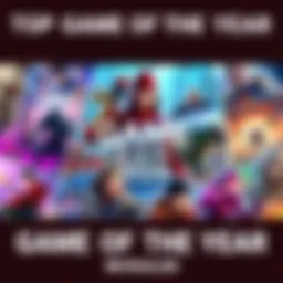A colorful collage of the top games nominated for Game of the Year 2025, showcasing characters and game scenes from each title.