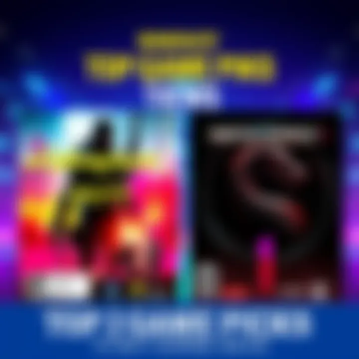 An eye-catching graphic showing the covers of Cyberpunk 2077 and Mortal Kombat 1, highlighting exciting game options for purchase.