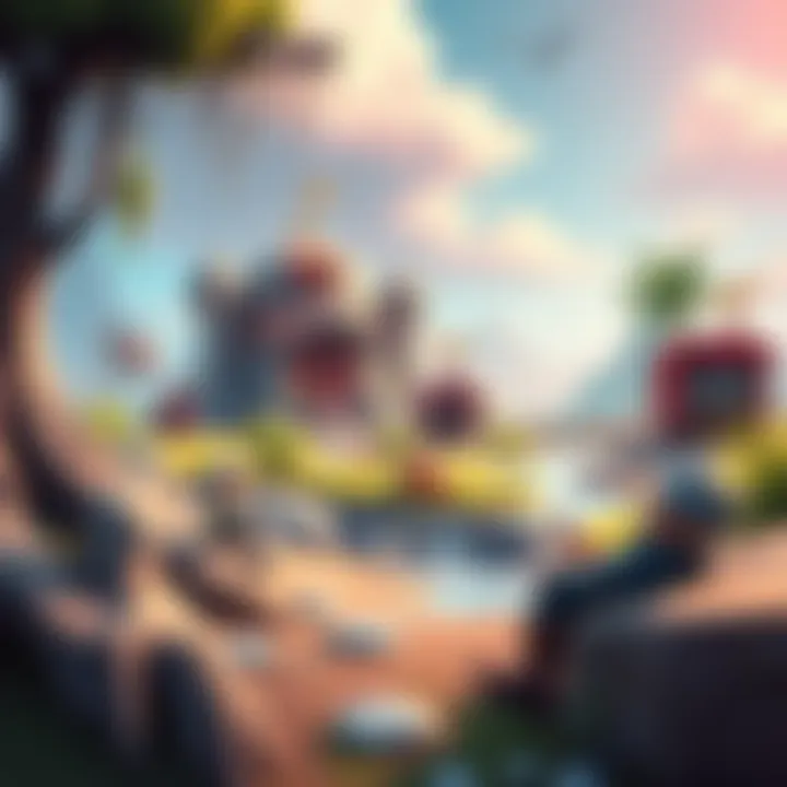 A colorful scene from sandbox games featuring building and exploration elements