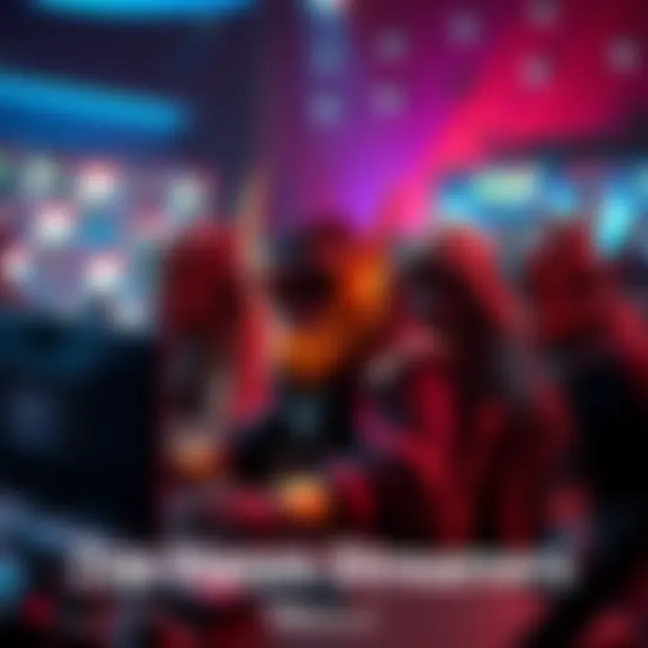 A group of popular Hanzo streamers playing together online, showcasing their unique styles and skills in a vibrant gaming setting.