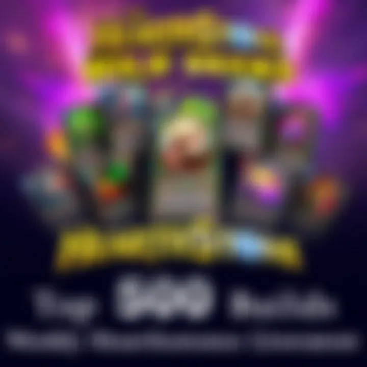 A collection of Hearthstone Wild deck cards showcased with vibrant designs and colors, representing the best builds from the Top 500 Legend.