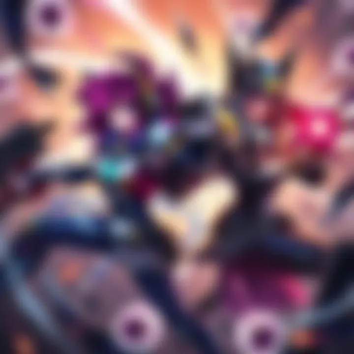 Illustration of popular gaming heroes Zarya and Pharah in an epic battle setting, showcasing their powerful abilities.