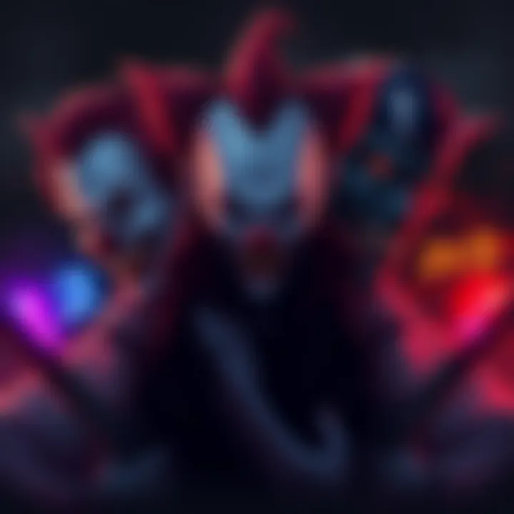 Illustration of Clown, Cannibal, and Veccna, the top killers in the 2v8 gaming community, with a dark and intense background.