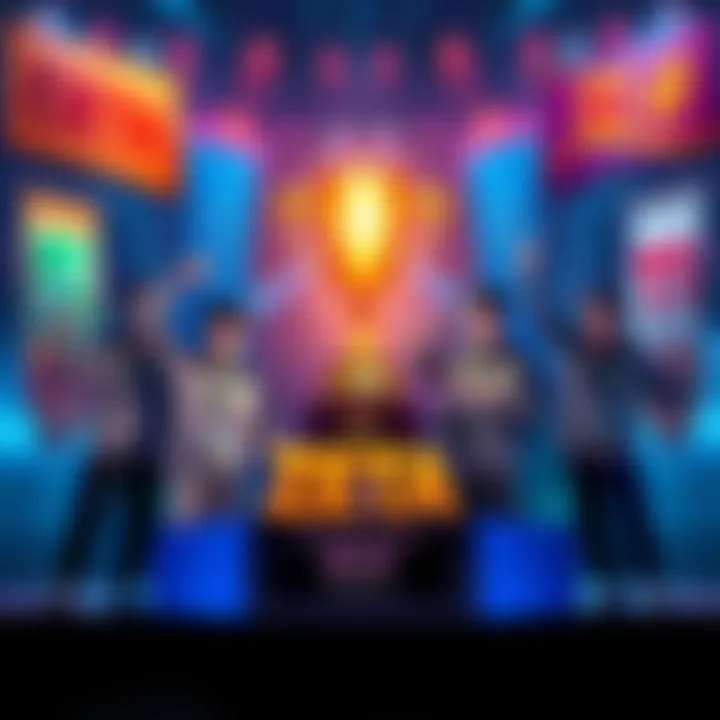 ZETA Esports team celebrates their first place ranking with teammates and trophy, surrounded by banners of FLC, OSG, T1, and Crazy Raccoon.