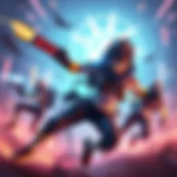 A highly skilled Tracer character performing a fast-paced move in a game, showcasing agility and speed while surrounded by teammates.