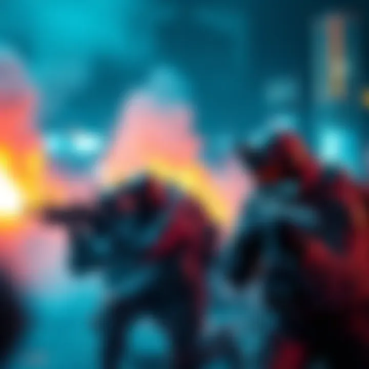 A group of players engaged in a tactical FPS game, showcasing intense gameplay and strategy.