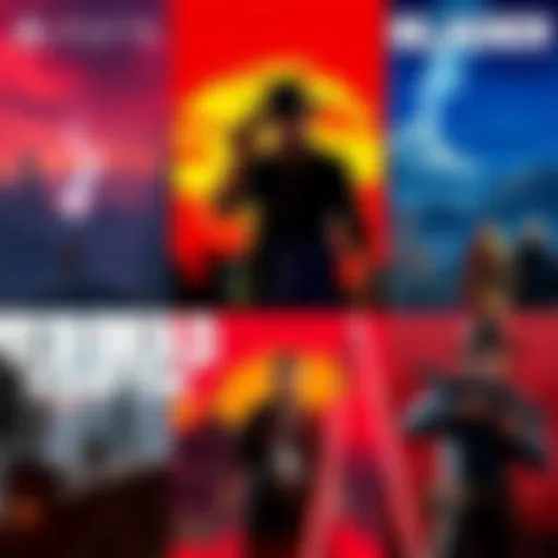 Various PS5 game covers showcasing open world adventures like Ghost of Tsushima and Elder Ring