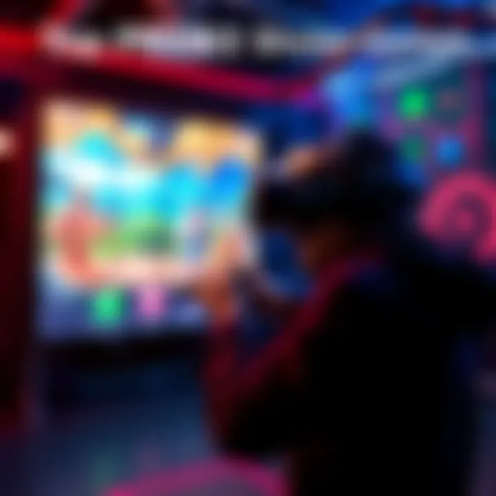 Top PSVR2 Shooter Game A player in VR gear aiming at a realistic target in a colorful virtual environment