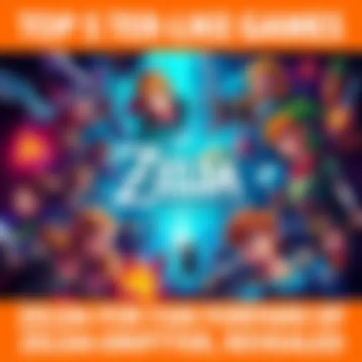 Top S Tier Zelda-Like Games A colorful display of characters and elements from S Tier Zelda-like games including Tunic and Hyper Light Drifter