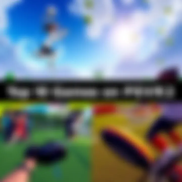 Top Sports Games on PSVR2 A collage of popular sports games on PSVR2 showing gameplay from Walkabout Mini-Golf and Badminton Time VR