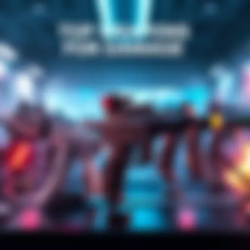A display of powerful weapons designed for high damage output in a gaming environment, showcasing an Ignis weapon alongside other top contenders.