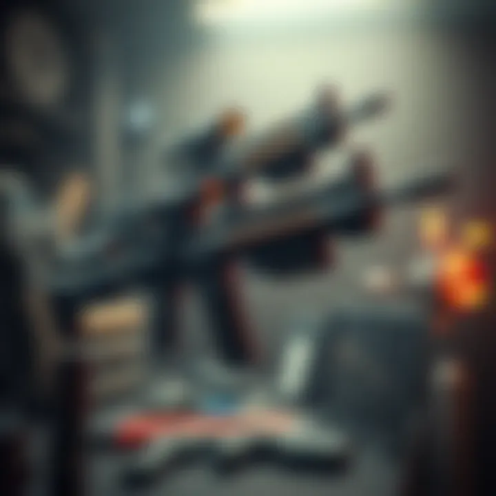 Display of top weapons like Iron Lung and Pestilence ideal for Striker builds in a gaming setup