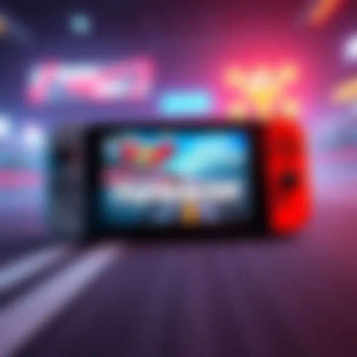 A Nintendo Switch displaying the TopRacer game with vibrant racing graphics