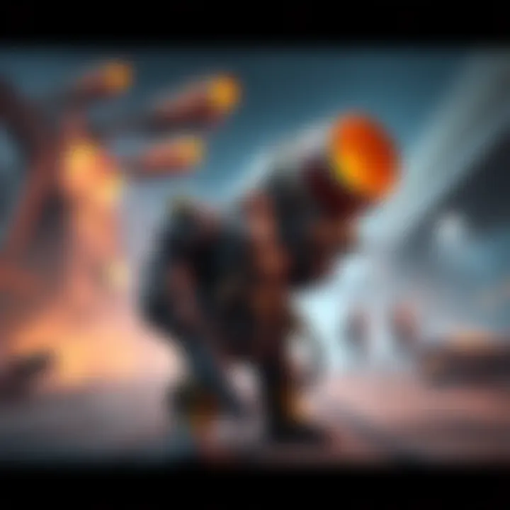 A gaming character named Torbjorn stands near an overloaded turret, showcasing its size and features in a quick play map setting.