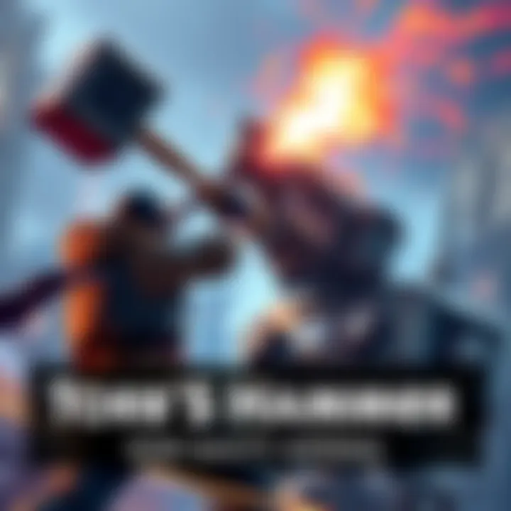 Torb's Hammer in Action A character swings Torb's hammer at an enemy in close-range combat, with a turret visible in the background being repaired.