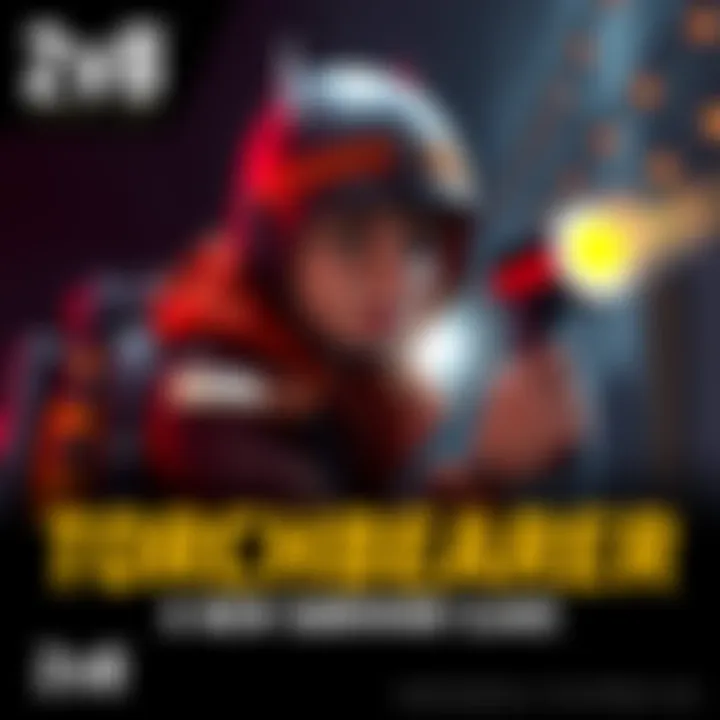 A character from the 2v8 TorchBearer class holding an automatic flashlight, ready for adventure in a dark environment.