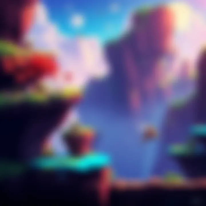 A vibrant scene from the indie platformer Toree Saturn featuring the main character jumping across colorful platforms.