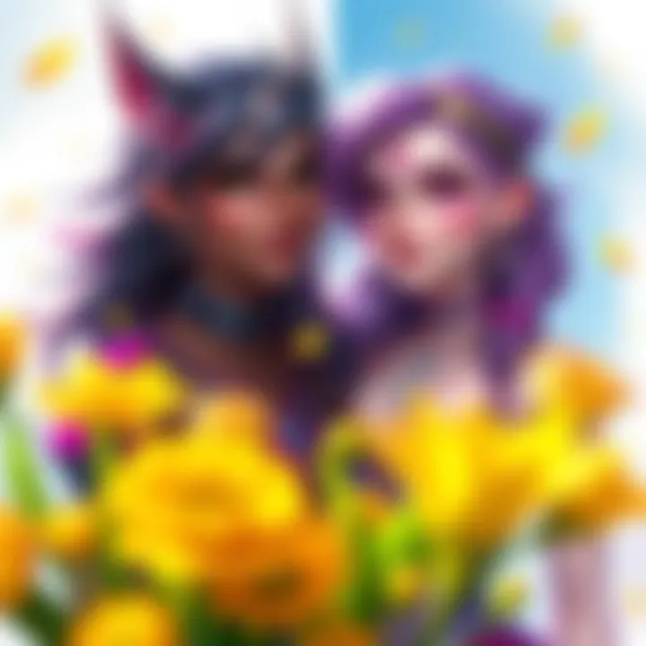 A fantasy drawing showing Torrent and Melina together, capturing their character features and expressions in a vibrant style.