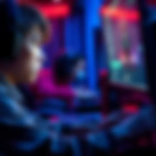 A gamer looking frustrated while playing, with negative comments visible on screen, showing the impact of toxic interactions