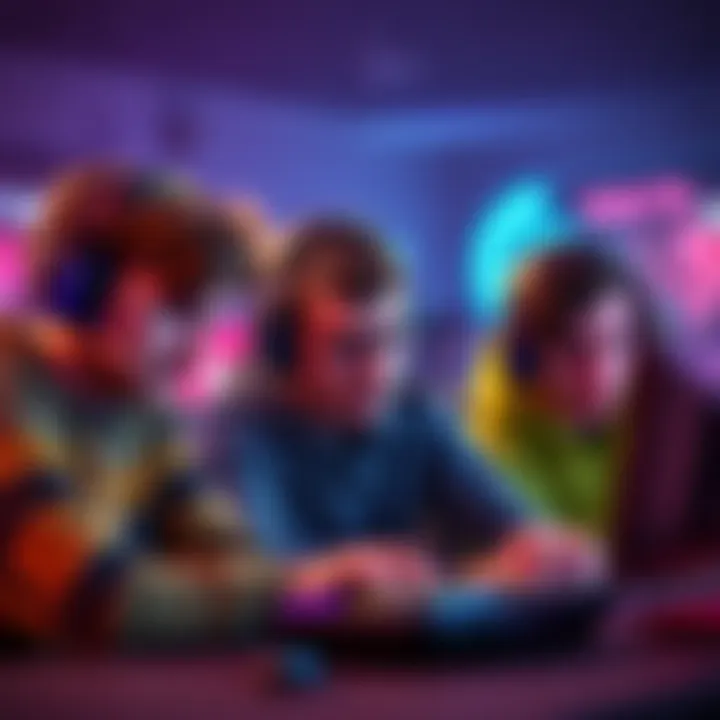 A group of gamers showing frustration during a competitive match, with one player displaying negative behavior towards teammates.