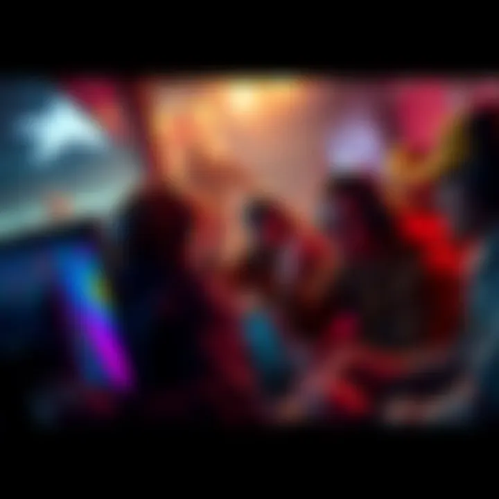 A chaotic gaming scene with players arguing and making poor decisions, representing bad team dynamics.