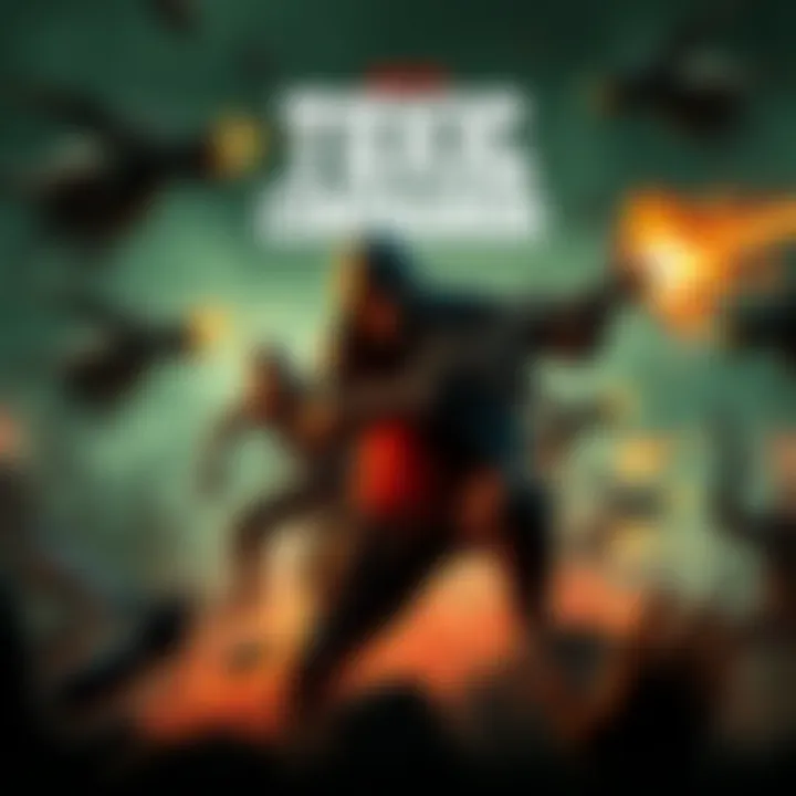 The game cover features a dynamic action scene with characters battling monsters in a chaotic environment, showcasing both horror and action elements.