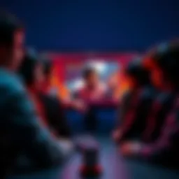 A group of gamers looking frustrated while watching a stream on a computer screen displaying toxic comments and creators.