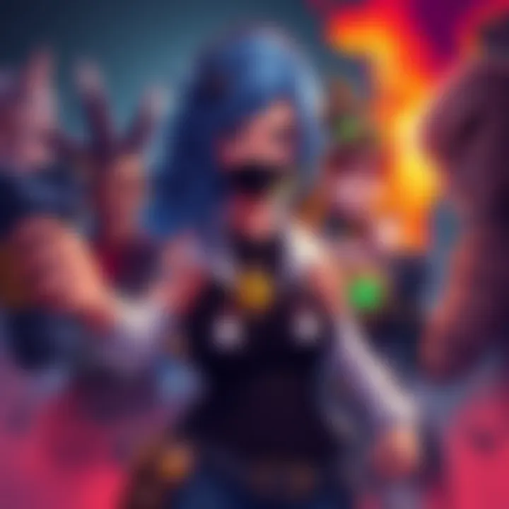 Toxic Gaming Heroes An illustration of Juno and Junker Queen surrounded by angry gamers, showing unsportsmanlike behavior.