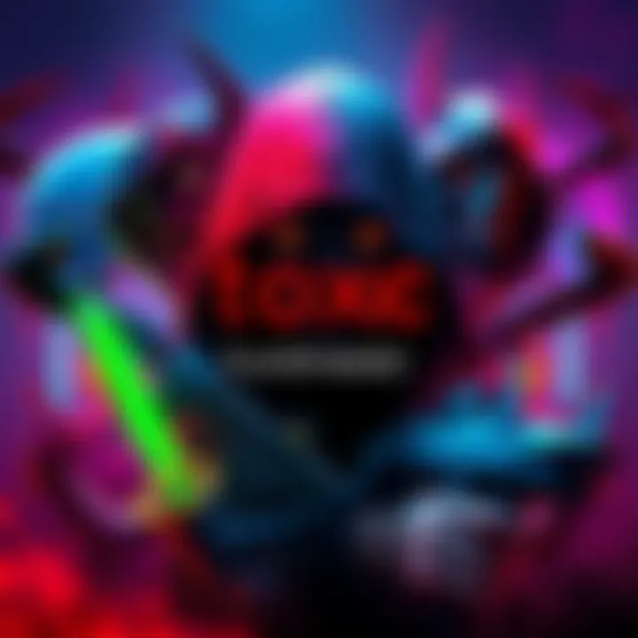 A collage of various killer characters from behavior-focused games with a dark and aggressive theme, showcasing their toxic gameplay styles and the negative interactions of players in vibrant colors.