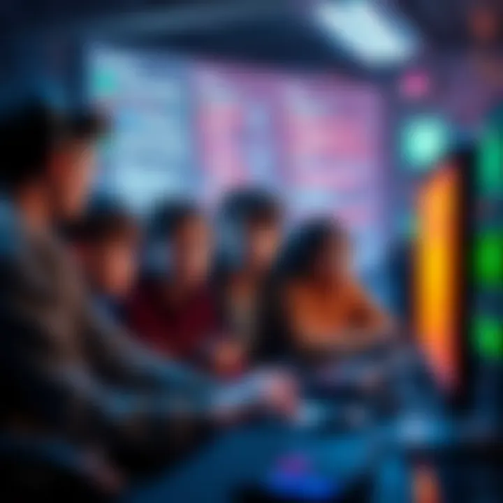 A group of frustrated gamers discussing on a forum, surrounded by negative comments and toxic posts.