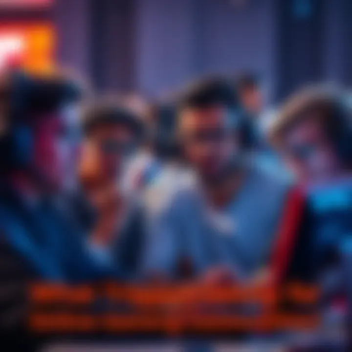 A group of diverse gamers discussing negative experiences in online gaming forums, with expressions of frustration and concern, showcasing the impact of toxicity.