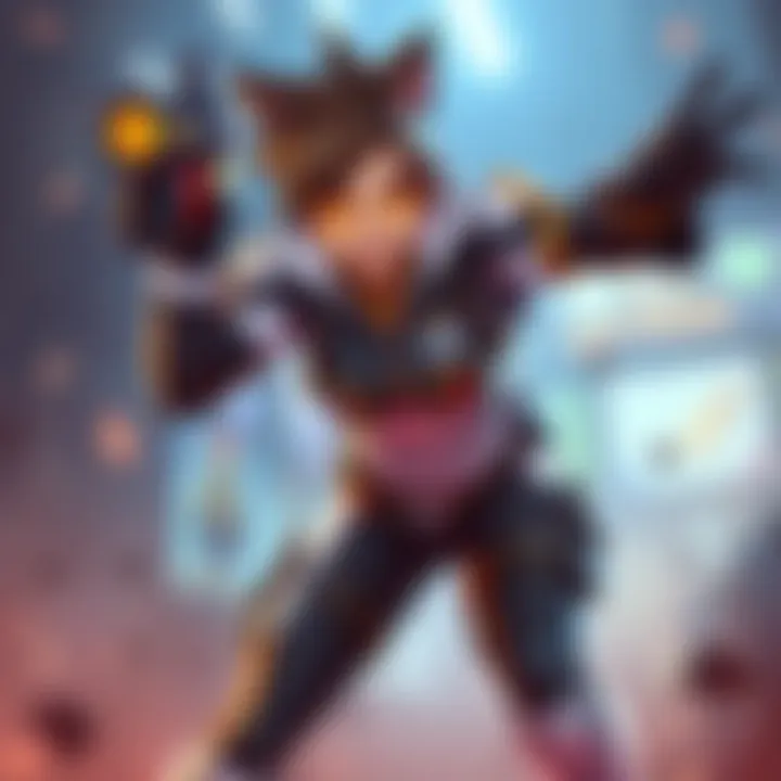 A character resembling Tracer from Overwatch wearing her default skin while in action, showcasing her energetic pose.