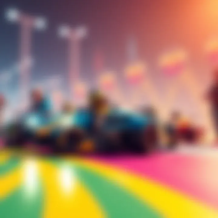 A group of players competing in the Bonk Cup in Trackmania, showcasing their cars on a colorful track