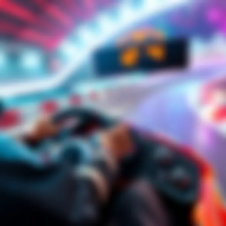 A player steering a vehicle in Trackmania DS, focusing on sharp turns with a timer in the background.