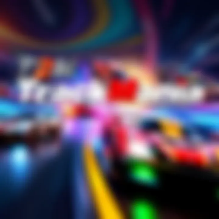 A vibrant collage showcasing different TrackMania game covers including TMNF, TM2, and TM2020 with racing cars in action