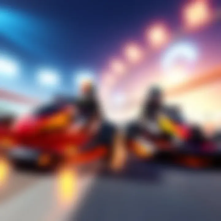 Two racers competing in a 2v2 match in Trackmania, showcasing the new summer update features.