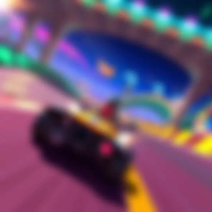 Trackmania Turbo Gameplay A player races through a vibrant Trackmania Turbo track with thrilling twists and turns, showcasing high-speed action and colorful graphics.