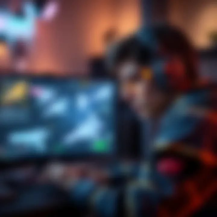 A gamer looking at valuable in-game skins on a computer screen, contemplating trading them after a VAC ban.