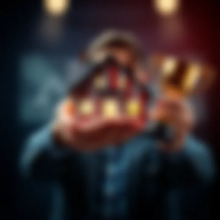 A person holding a house and a trophy, symbolizing the trade of home votes for popularity