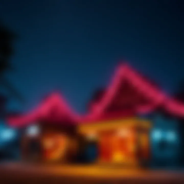 A night scene showcasing Traditional Ranni adorned with bright colors and glowing lights under a starry sky.