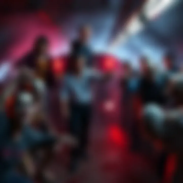 A train surrounded by zombies from various horror films in a dramatic scene.