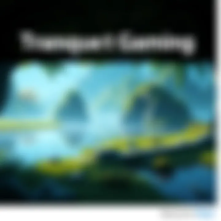 A serene game scene with lush green landscapes and gentle water sounds, inviting players into a peaceful world.