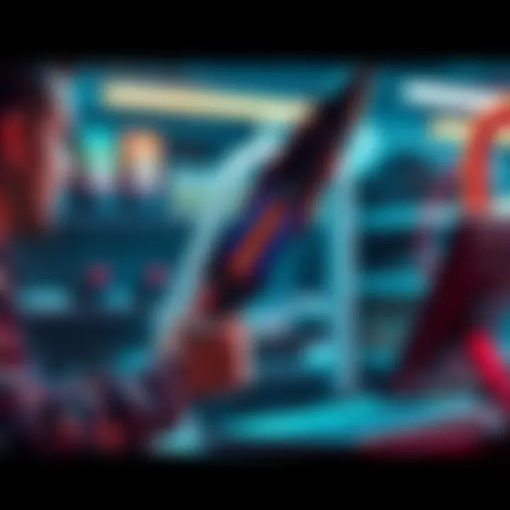 Person making an online purchase of a DEA Exotic Glaive with excitement and concern