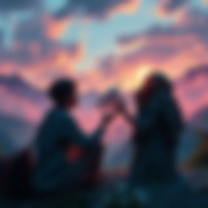 An emotional scene from a video game where a character experiences a profound moment, surrounded by beautiful scenery that evokes reflection.